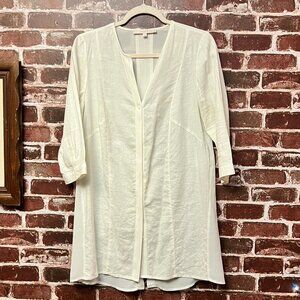 Willow & Thread White Linen Blend Blouse - Medium